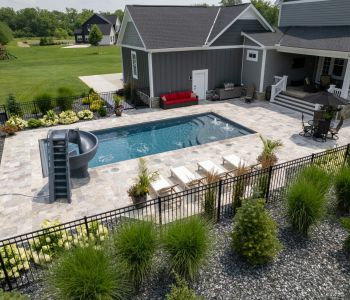 LED-lit swimming pool