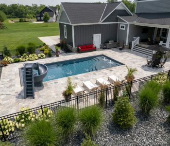 LED-lit swimming pool