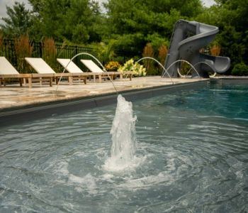 built-in pool bench seating